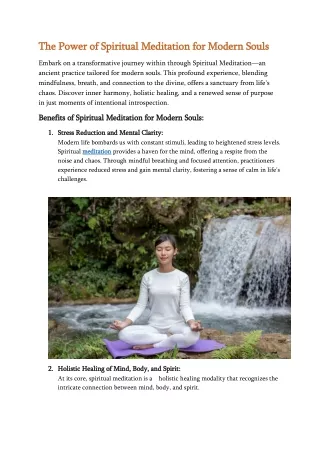 The Power of Spiritual Meditation for Modern Souls