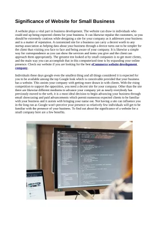 Significance of Website for Small Business