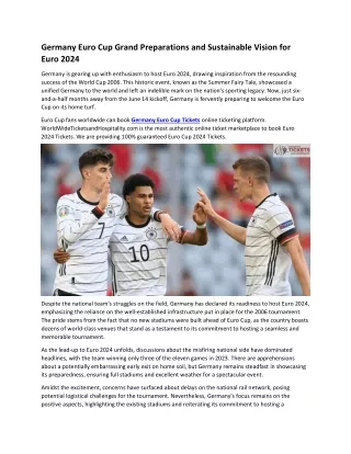 1WTH-Germany Euro Cup Grand Preparations and Sustainable Vision for Euro 2024