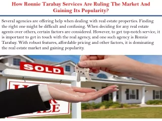 How Ronnie Tarabay Services Are Ruling The Market And Gaining Its Popularity