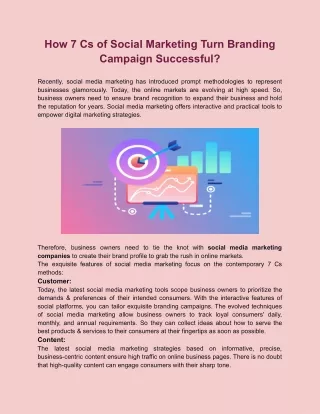 How 7 Cs of Social Marketing Turn Branding Campaign Successful?