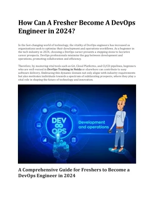 How Can A Fresher Become A DevOps Engineer in 2024