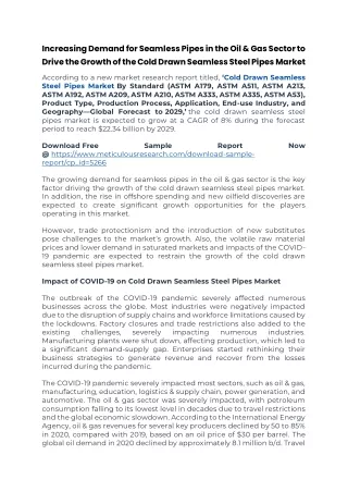 Cold Drawn Seamless Steel Pipes Market