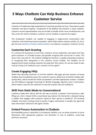 5 Ways Chatbots Can Help Business Enhance Customer Service