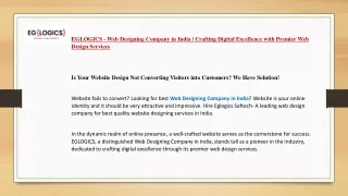 EGLOGICS - Web Designing Company in India | Crafting Digital Excellence with Pre