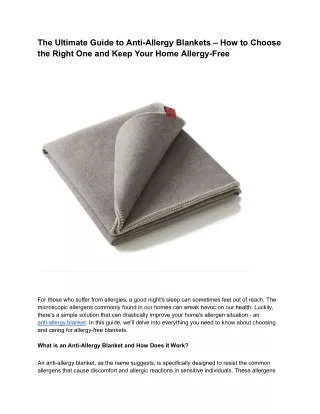 The Ultimate Guide to Anti-Allergy Blankets – How to Choose the Right One and Keep Your Home Allergy-Free -www.ask-the-f