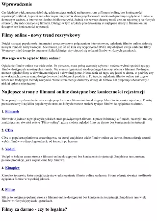 Najlepsze strony z filmami online dostępne bez konieczności rejestracji