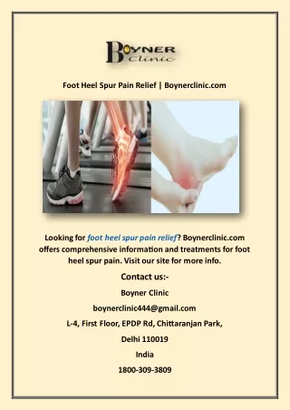 Foot Heel Spur Pain Relief | Boynerclinic.com