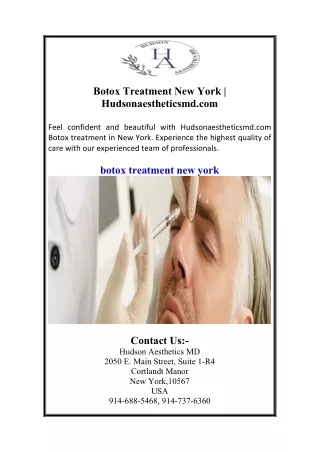 Botox Treatment New York | Hudsonaestheticsmd.com