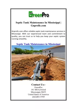 Septic Tank Maintenance In Mississippi | Gnprollc.com