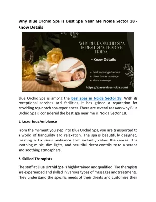 Why Blue Orchid Spa Is Best Spa Near Me Noida Sector 18 - Know Details