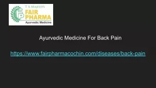 Ayurvedic Medicine For Back Pain