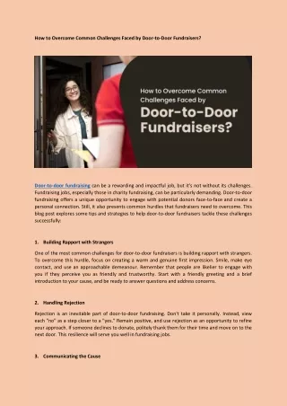 How to Overcome Common Challenges Faced by Door-to-Door Fundraisers - Wesser