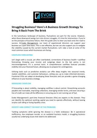 Struggling Business Here's A Business Growth Strategy To Bring It Back From The Brink - Evoke Management