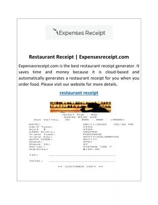 Restaurant Receipt  Expensesreceipt