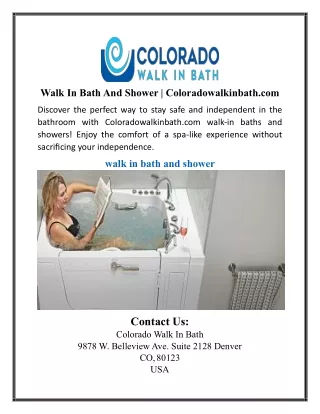 Walk In Bath And Shower | Coloradowalkinbath.com