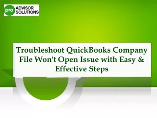 How To Resolve QuickBooks Company File Won't Open Issue