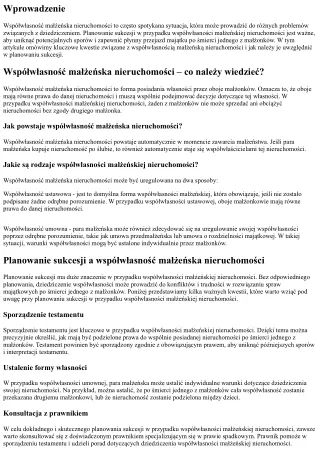 Współwłasność małżeńska nieruchomości a planowanie sukcesji – co warto wiedzieć?
