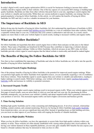The Benefits of Buying Do Follow Backlinks for SEO