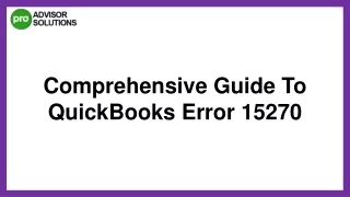 Learn How To Resolve QuickBooks Error 15270