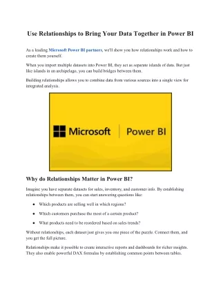 Use Relationships to Bring Your Data Together in Power BI