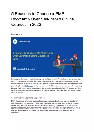 5 Reasons to Choose a PMP Bootcamp Over Self-Paced Online Courses in 2023