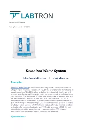 deionized water system