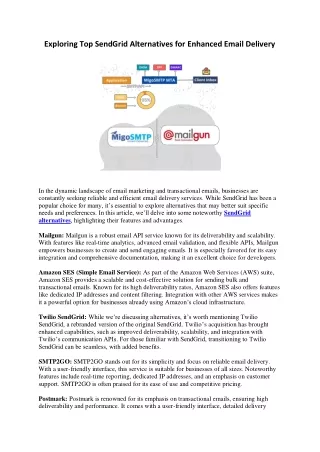 Exploring Top SendGrid Alternatives for Enhanced Email Delivery