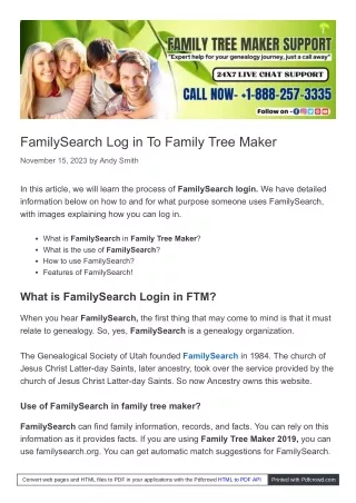 FamilySearch Log in To Family Tree Maker