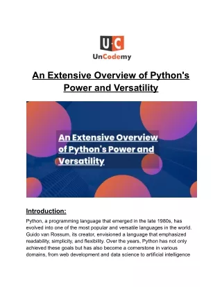 An Extensive Overview of Python's Power and Versatility