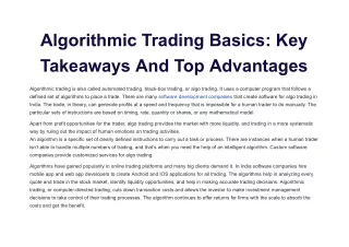 Algorithmic Trading Basics_ Key Takeaways And Top Advantages