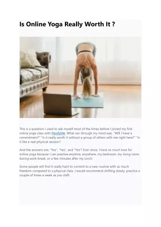 Is Online Yoga Really Worth It