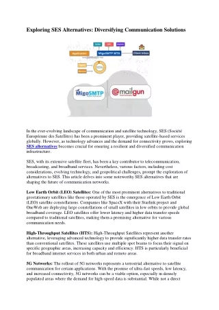 Exploring SES Alternatives: Diversifying Communication Solutions