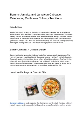 Bammy Jamaica and Jamaican Cabbage_ Celebrating Caribbean Culinary Traditions