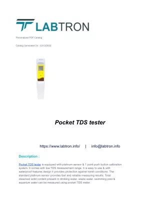 Pocket TDS tester