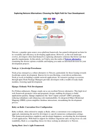 Exploring Netcore Alternatives: Choosing the Right Path for Your Development