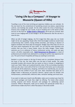 Living Life by a Compass A Voyage to Mussorie (Queen of Hills)