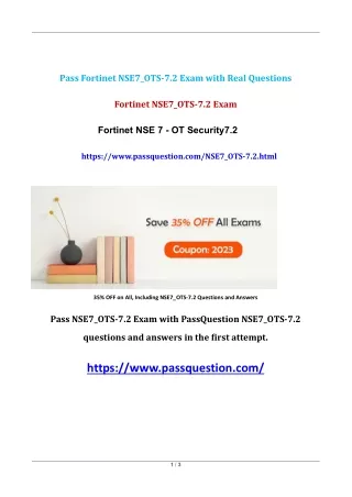 Fortinet NSE7_OTS-7.2 Practice Test Questions