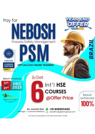 Igniting the Flame  of knowledge which you need Nebosh PSM Course in Brazil with GWG