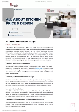 All About Kitchen Price & Design