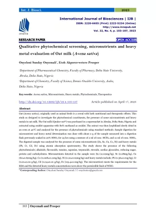 Qualitative phytochemical screening, micronutrients and heavy metal evaluation