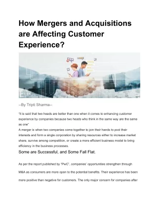 How Mergers and Acquisitions are Affecting Customer Experience