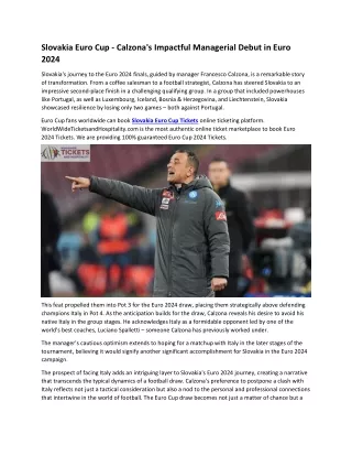 2WTH-Slovakia Euro Cup Dream - Calzona's Impactful