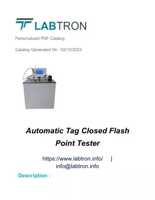 Automatic Tag Closed Flash Point Tester