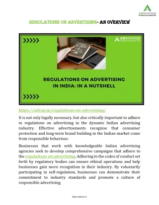 Regulations on Advertising- An Overview