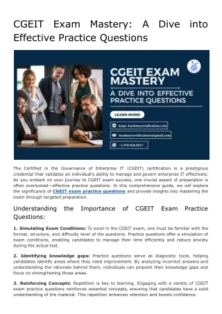 CGEIT Exam Mastery_ A Dive into Effective Practice Questions