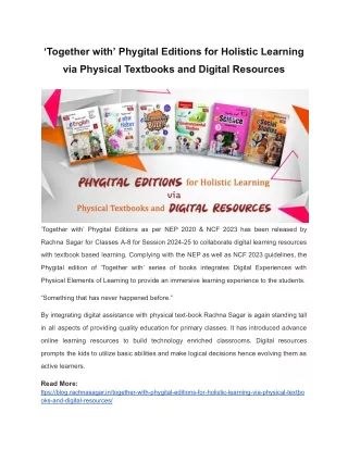 ‘Together with’ Phygital Editions for Holistic Learning via Physical Textbooks