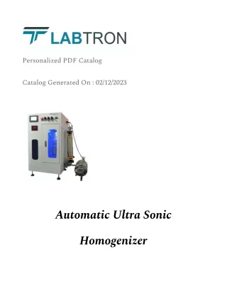 Automatic Ultra Sonic Homogenizer