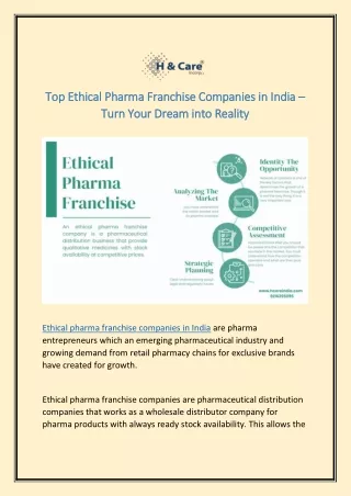 Top Ethical Pharma Franchise Companies in India