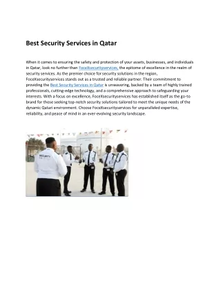 Best Security Services in Qatar